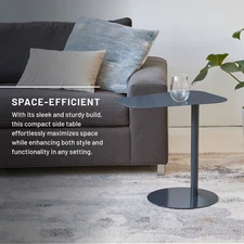 Chroma Modern Metal End Table Space Saving C Shaped Design in Blue