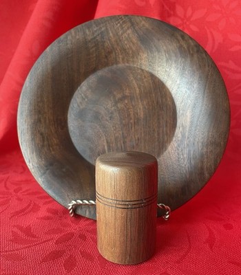 Hand Turned Walnut Timber Plate And 2 Piece Snug Fit Tube Handmade In Iowa