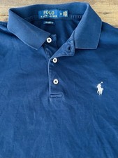 polo ralph lauren classic fit blue short sleeve polo shirt mens m 100 cotton