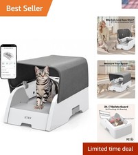 2 in 1 Self Cleaning Litter Box with APP Control, Open or Covered Canopy Desi...