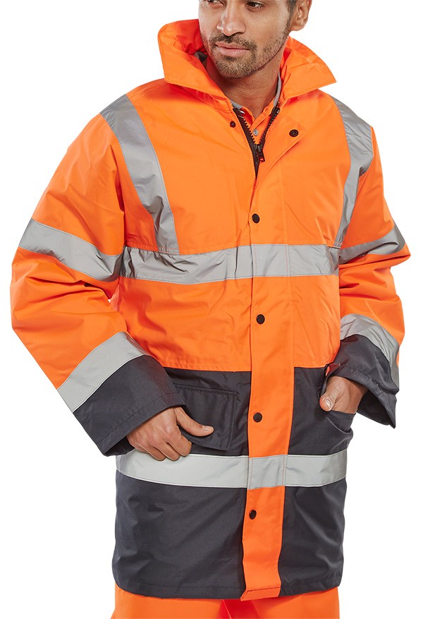 Beeswift Hi-Vis Two-Tone Traffic Jacket Orange / Navy Size XXL