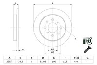 Bosch 2X Bremsscheibe Ø238.7Mm Hinten Voll FüR Honda Jazz III 1.2 1.3I