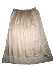 Sliperfection Vtg Cream Half Slip With Side Lace Trim Size Small Antron Nylon
