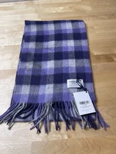 EDINBURGH 100% LAMBSWOOL SCARF BIG CHECK 27570 PURPLE/OYSTER