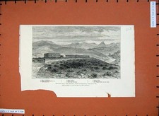 Antique Old Print *0223 1879 Zulu War Fort Melvill Isandhlwana Bashee Valley