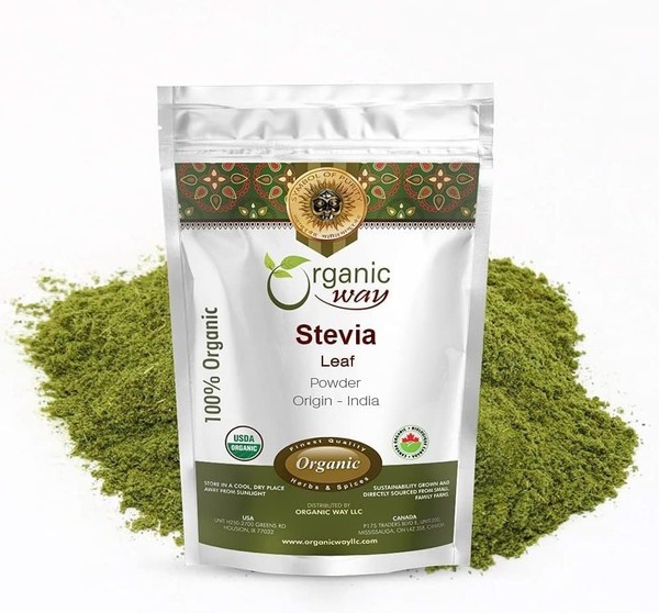 Polvo de hoja de stevia Organic Way - orgánico, kosher y certificado por el USDA | No transgénico
