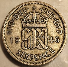 1946 Great Britain Silver Six Pence! Great Condition Sixpence!