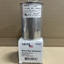 MARS 14172 Motor Run Capacitor 45/10 MFD  Dual Voltage 440/370 VAC Round USA