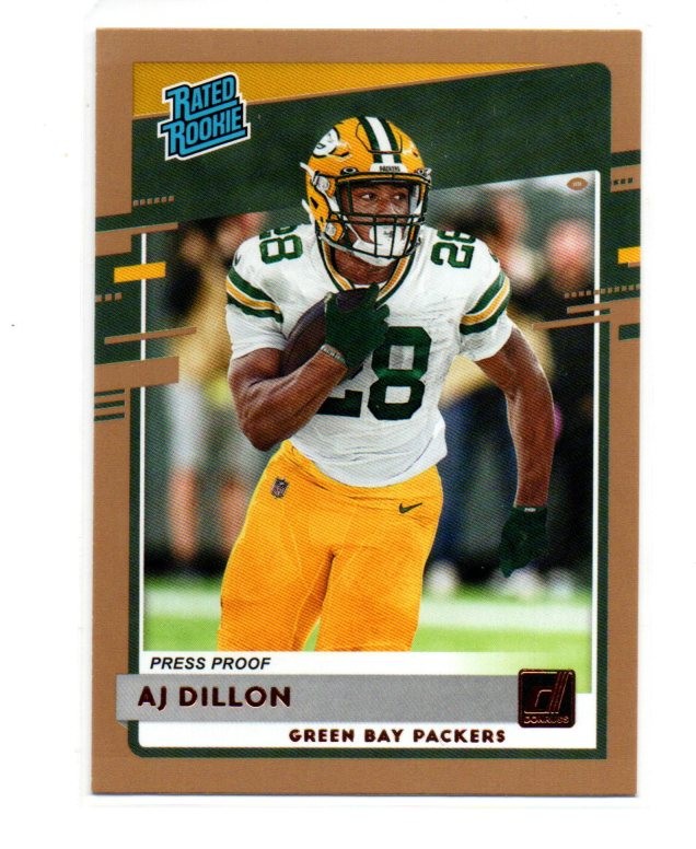 2020 Panini Donruss Rated Rookie Press Proof Bronze AJ Dillon #324 Rookie RC