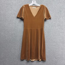 Madewell Velvet V-Neck Flutter-Sleeve Dress Size XS in Golden Pecan Forest Fairy