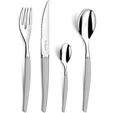 Silverware Set - 24-Piece, Satin Finish Rustic Stainless Steel Flatware - Cut...