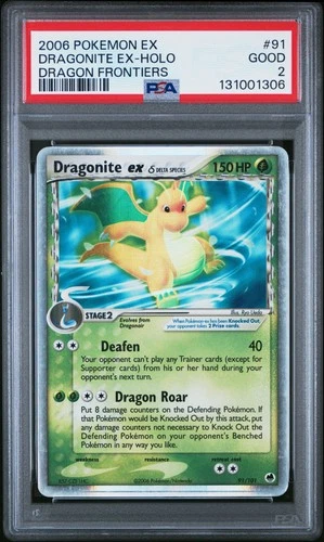 2006 POKEMON EX DRAGON FRONTIERS #91 DRAGONITE EX-HOLO PSA 2