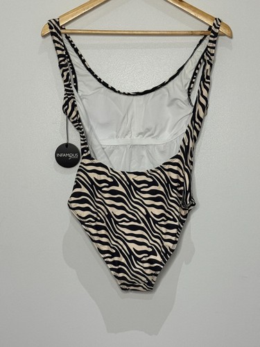 Infamous Swim Candice No.2 Impala Black Animal Print One Piece Swimsuit M NWT - Picture 2 of 7