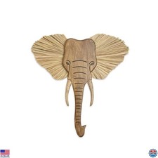 Wooden Safari Wall Decor - Animal Nursery Art, Boho Gender-Neutral Elephant 21"