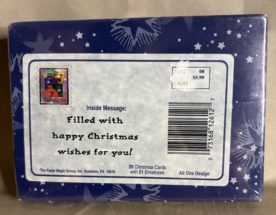 20 Gold Foil Embossed With Christmas Stocking Box of 20 Cards NIB - Image 2 of 2