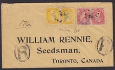 Canada 1896 registered cover Wanstead, Ont. to Toronto with TPO bs