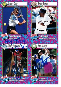 Mat Hoffman RC Steffi Graf Amy Alcott signed 1993 SI for Kids 4 card panel (JSA)