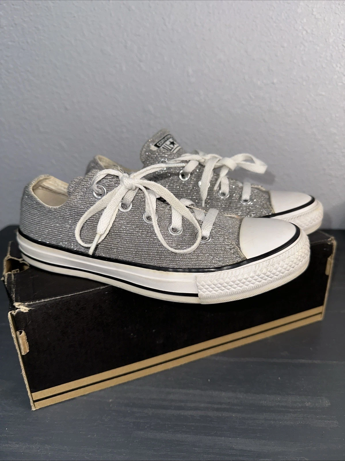 Scarpe basse CONVERSE Chuck Taylor All Star da donna taglia 6 basse argento glitter