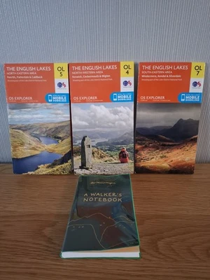Job Lot OS Explorer Maps The English Lakes OL4, OL5, OL7 & Walkers Notebook - Image 1 of 4