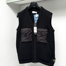 Stone Island Gilet Bodywarmer Jacket Men Medium Black Knitted Lana Wool ptp21”