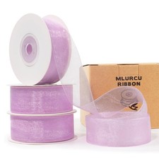 Light Purple Organza  Chiffon Tulle Ribbon - 1 Inch x 75 Yds for Gift Wrappi...