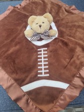 Bearington Baby Football Lovey Blanky Touchdown Brown Bear Security Blanket EUC