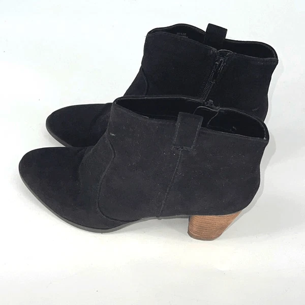 Madeline Womens Block Heel Side Zip Almond Toe Western Ankle Boots Black Size 9 - Image 3 of 4