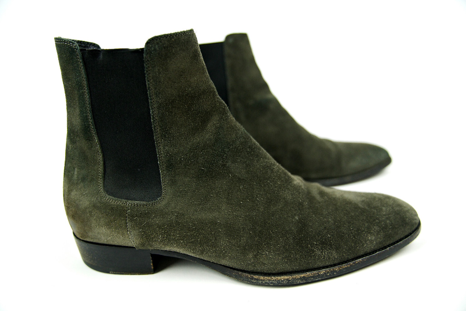 Stivali Chelsea SAINT LAURENT PARIS Wyatt scamosciati 443208 BT300 pelle grigio $945 43