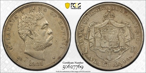 1883 Hawaii Silver Dollar $1 PCGS XF Details Environmental Damage