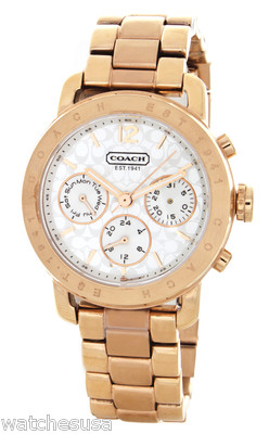 Coach Women's Silver Dial Rose Gold Stainless Steel Chronograph