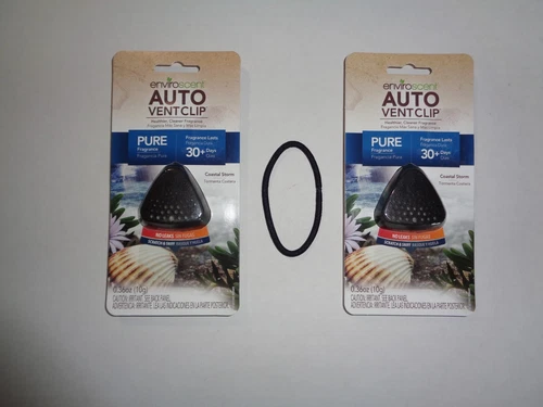 2 EnviroScent Car Auto Vent Clip Natural Fragrance Coastal Storm w/Mirror Hanger