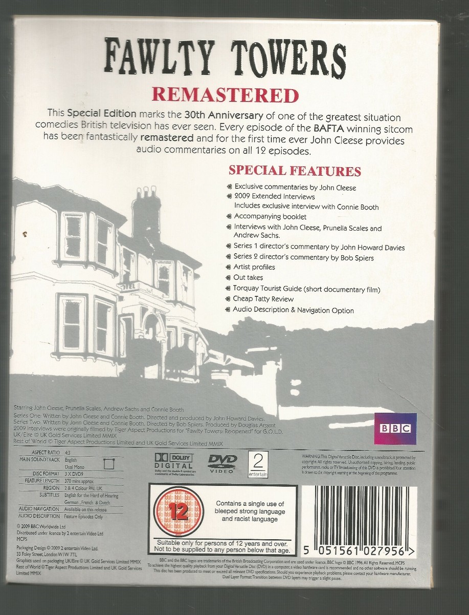 FAWLTY TOWERS - COMPLETE REMASTERED - John Cleese - UK DVD (3-DISC