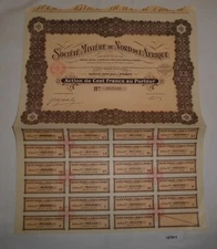 100 Francs Share Société Minière du Nord de l'Afrique Paris 16 June 1927 /127811