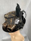 Unisex Black Steampunk Top Hat Clock face Fabric Roses chain card Bow ...