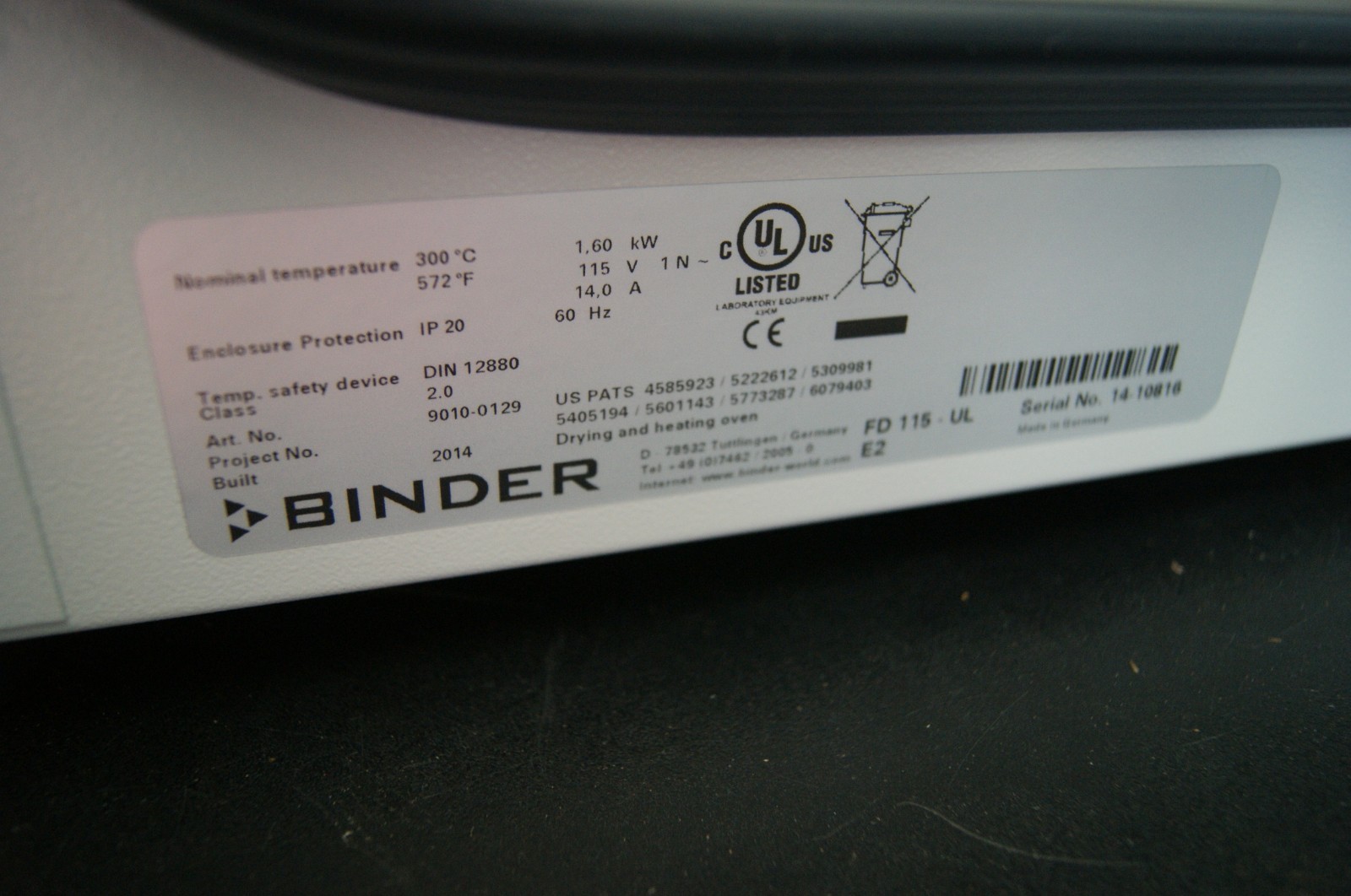 BINDER MODEL 90100129 FD 115 UL Drying oven with forced convection eBay