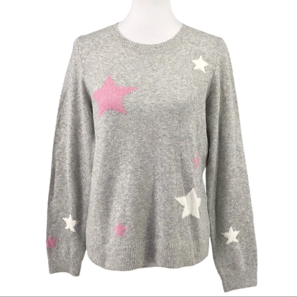 Gray Lucky Brand Grey Star Print Pullover Sweatshirt sz M eBay