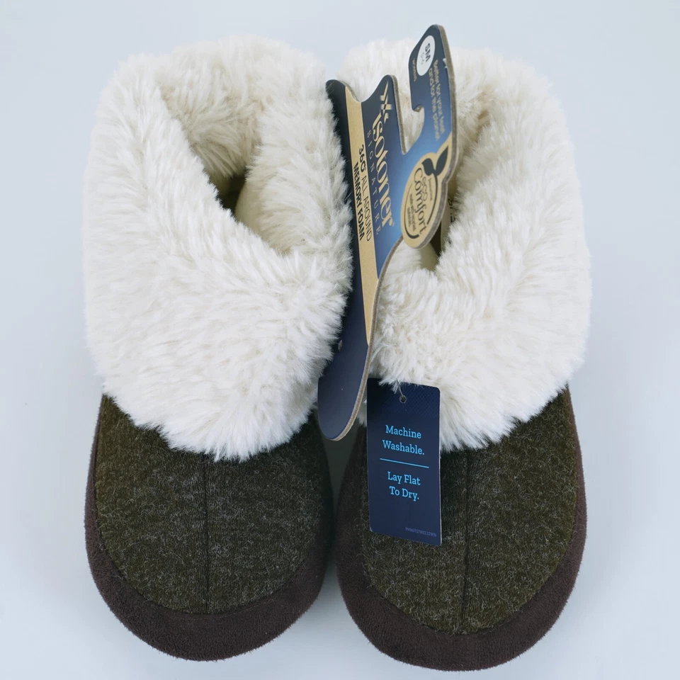 ISOTONER Feminino TAMANHO 5-6 PEQUENO Marisol BOTA MARROM CHOCOLATE CHINELO Pele Creme - Imagem 2 de 4