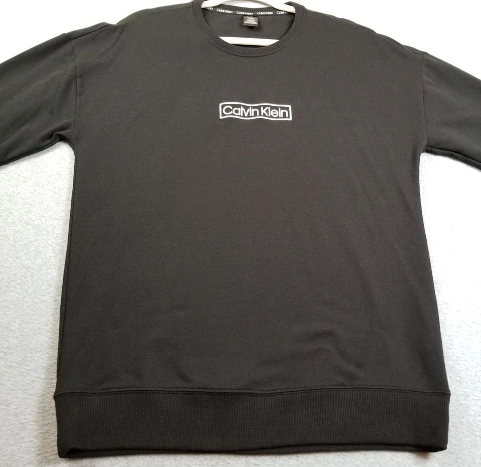 Calvin Klein Ropa de Dormir Sudadera Mujer’s Mediana M Negro Blanco Logo Mangas Largas Foto 3 de 4