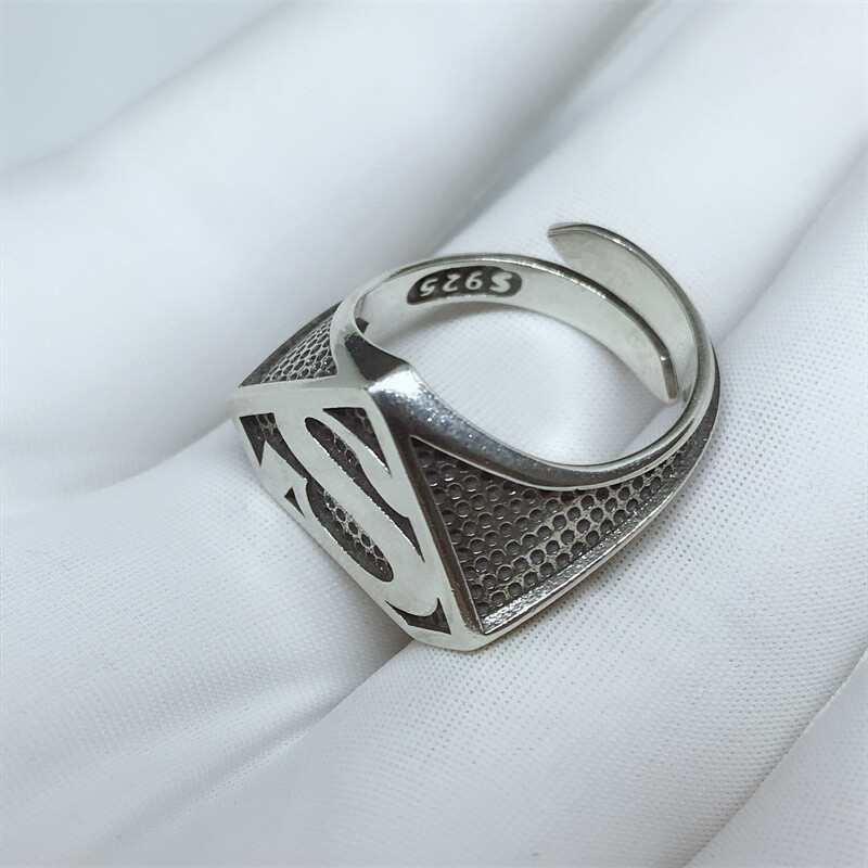 [R1] 925 / 16号 / SUPERMANワーナーブラザーズ94年リング Superman S925 Silver Ring Men's Jewelry Cosplay Size