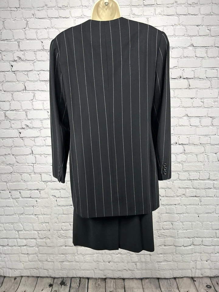 De Colección Años 80 MM Por Krizia Dos Piezas Falda Traje Con Corbata 100% Lana Rayas Chaqueta 8 Foto 2 de 4