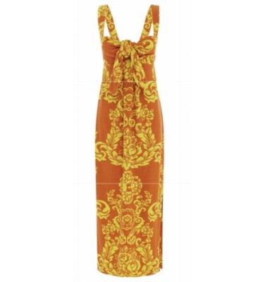 $395 ALEMAIS ALBY TERRY MIDI DRESS FRONT TIE DETAIL SIDE SLIT SIZE US 8 AU  12 | eBay
