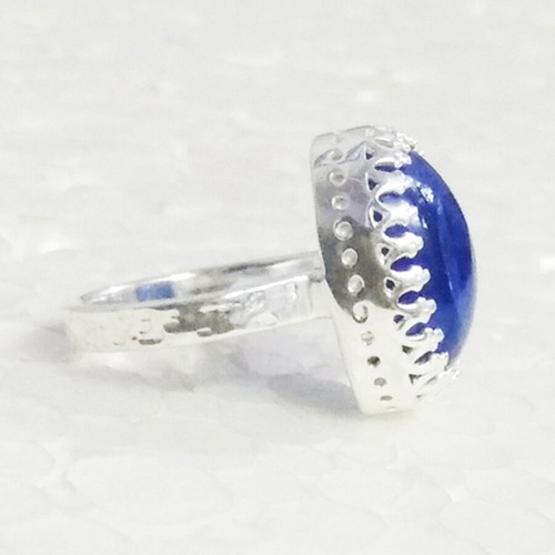 925 Sterling Silber Aqua Chalcedon Ring Geburtssteinring Handgemachter Schmuck - Bild 5 von 6