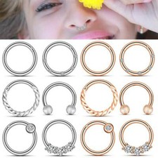 16G 6-12PCS Surgical Steel Nose Rings Septum Tragus Helix Cartilage Piercing Kit