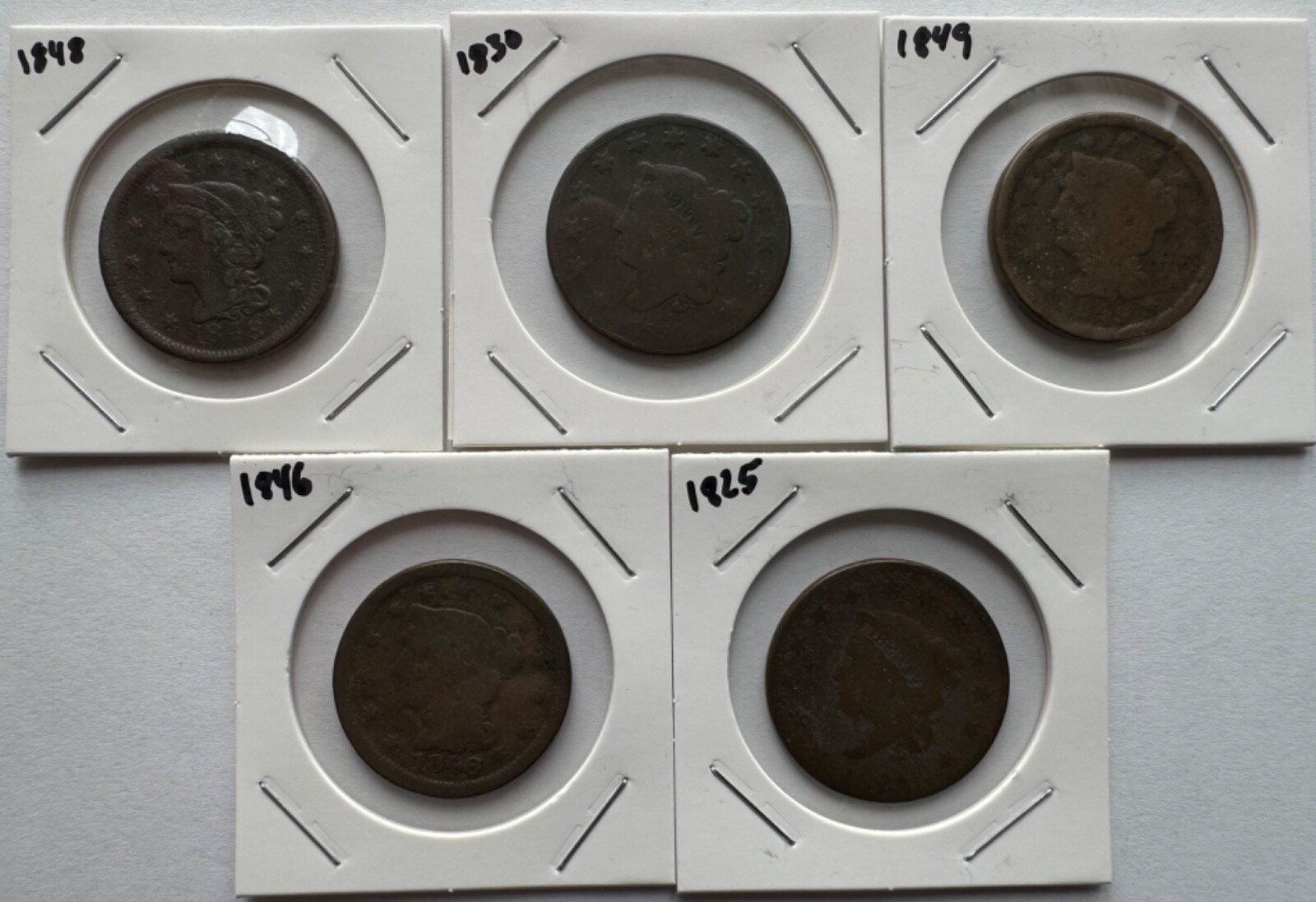 LOT OF 5 [3 HEAD + 2 BRAIDED HAIR] LARGE CENTS eBay