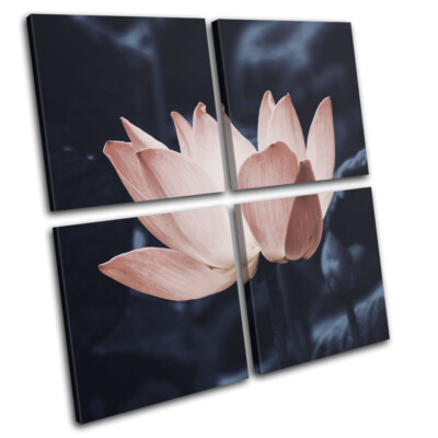 Navy Peach Lily Flower Nature Floral MULTI Leinwand Kunst Bild drucken