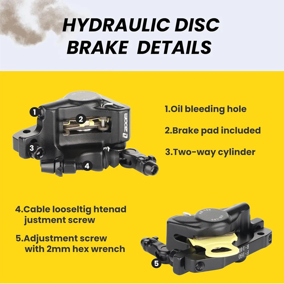 ZOOM XTECH HB100 MTB Bike Hydraulic Disc Brake Calipers Front Rear Line Pulling - Image 2 of 4