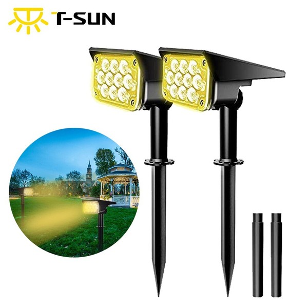 2 StüCk Led Solar Strahler Warmweiß Solar-Leuchte Solarspot Garten Leuchte Spot-image