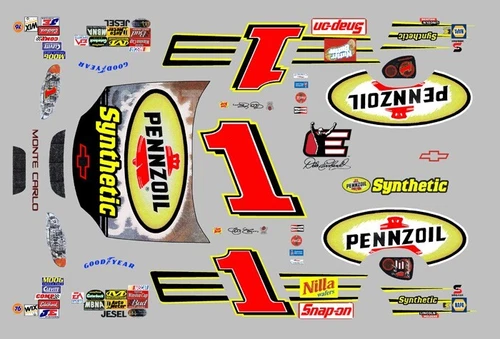 #1 Jeff Green Pennzoil DEI 2003 Monte Carlo 1/24th Scale Nascar Waterslide Decal