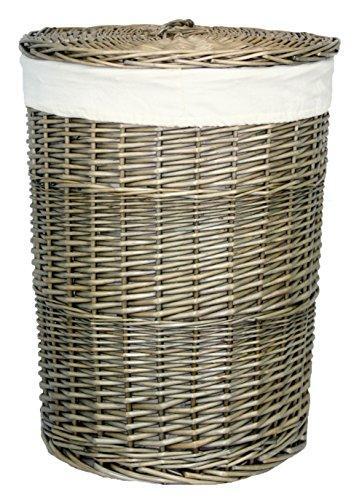 Small Antique Wash Willow Wicker Laundry / Linen / Round Basket 50cm