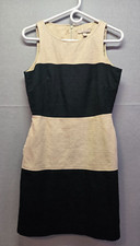 Banana Republic Women's Tailored Cream/Black Sheath Dress w/pockets, Size 6
